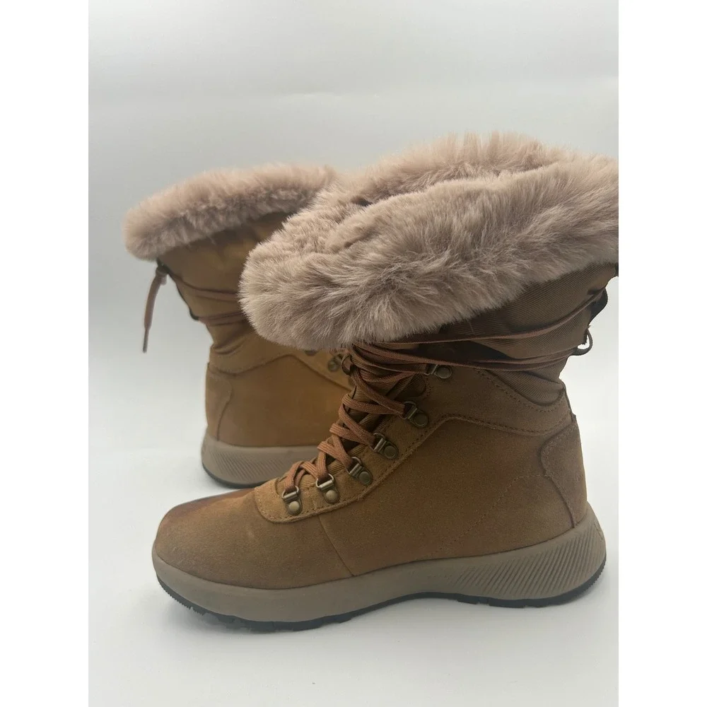 Columbia Paninaro Omni-Heat Tall Winter Boots Elk Brown Suede BL0150-286 Size 6